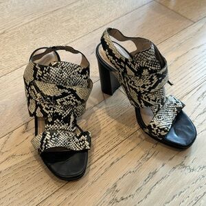 French connection snakeskin block heels 36 6